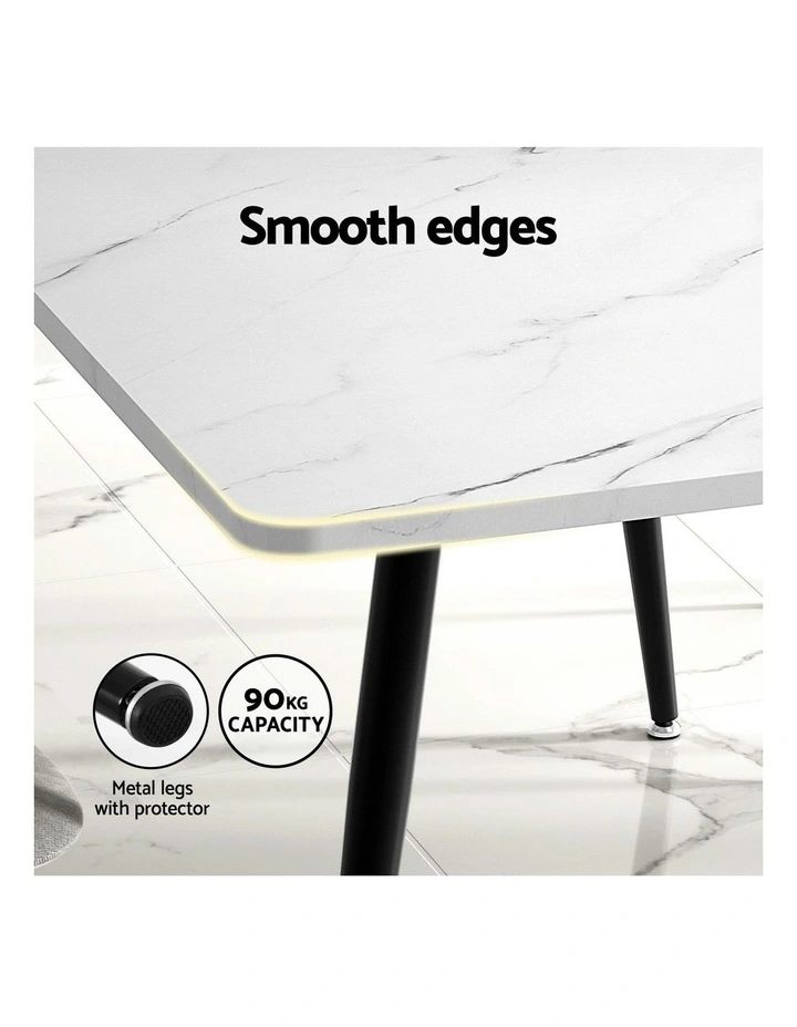 Marble Effect Dining Table 1.5M in White image 7