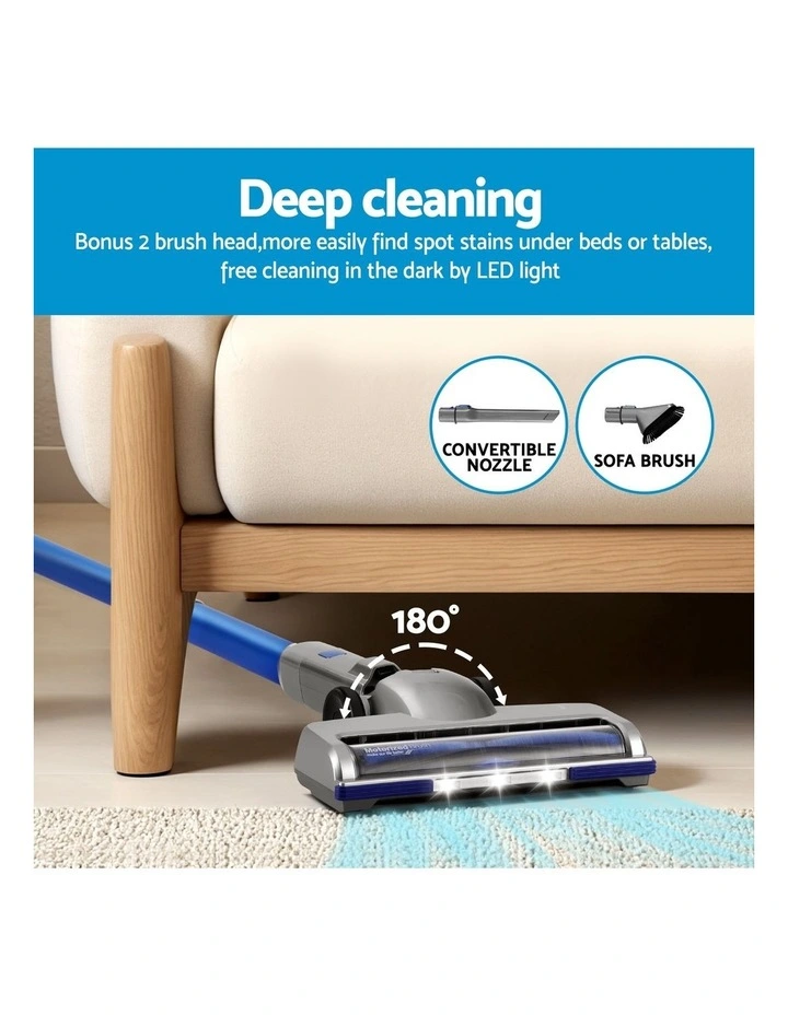 Cordless Self-Standing Stick Vacuum Cleaner 300W in Blue image 3