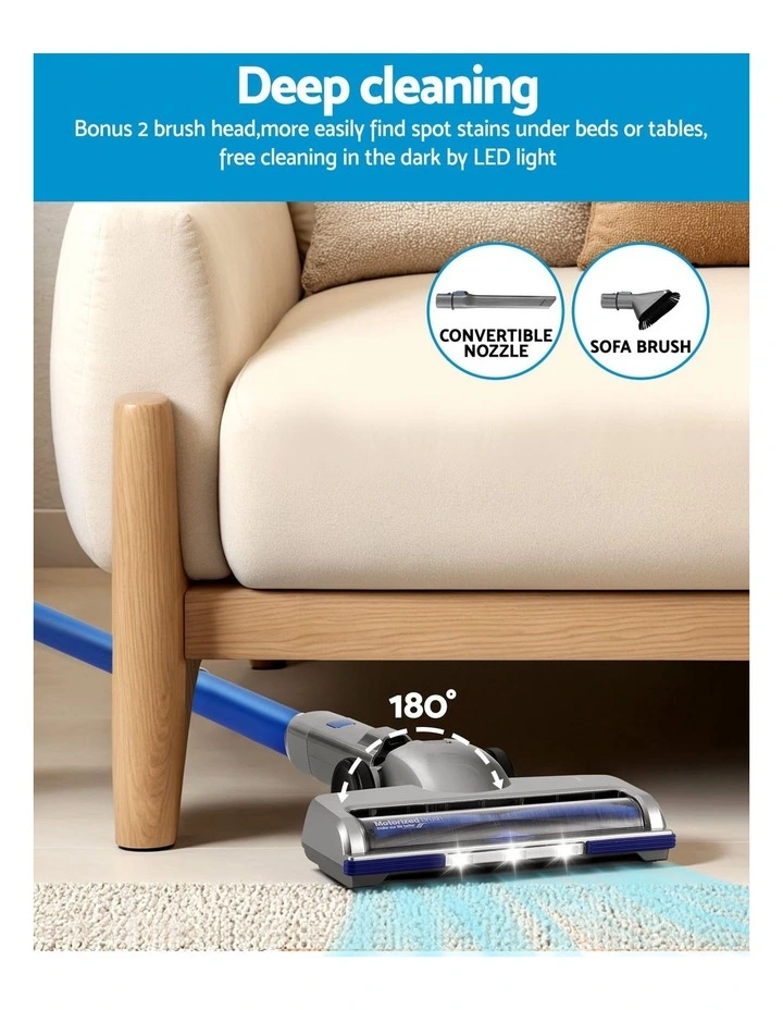 Cordless Self-Standing Stick Vacuum Cleaner 300W in Blue image 3