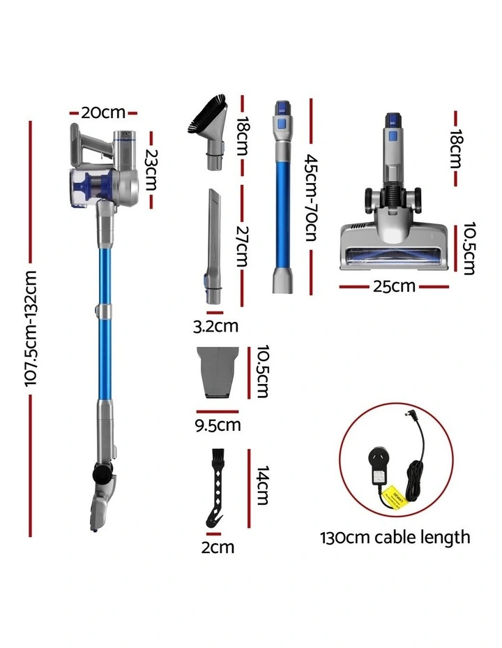 Cordless Self-Standing Stick Vacuum Cleaner 300W in Blue image 5
