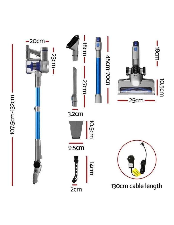 Cordless Self-Standing Stick Vacuum Cleaner 300W in Blue image 5