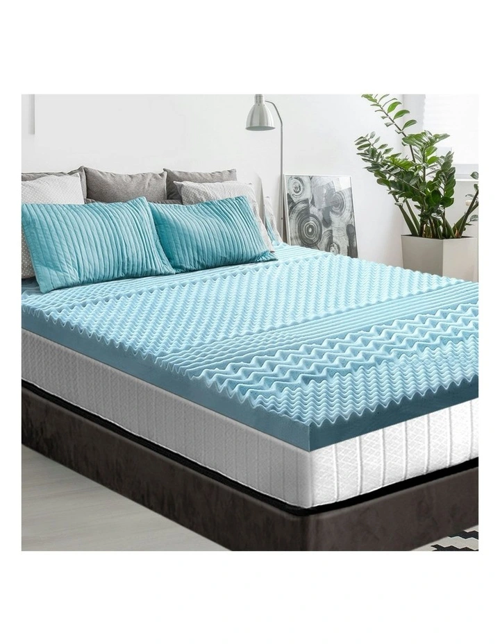 King Single Memory Foam Mattress Topper 7-Zone 8cm in Blue image 3