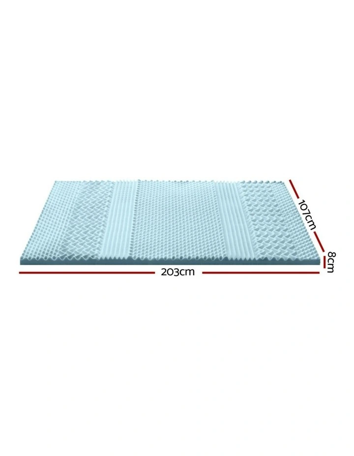 King Single Memory Foam Mattress Topper 7-Zone 8cm in Blue image 4