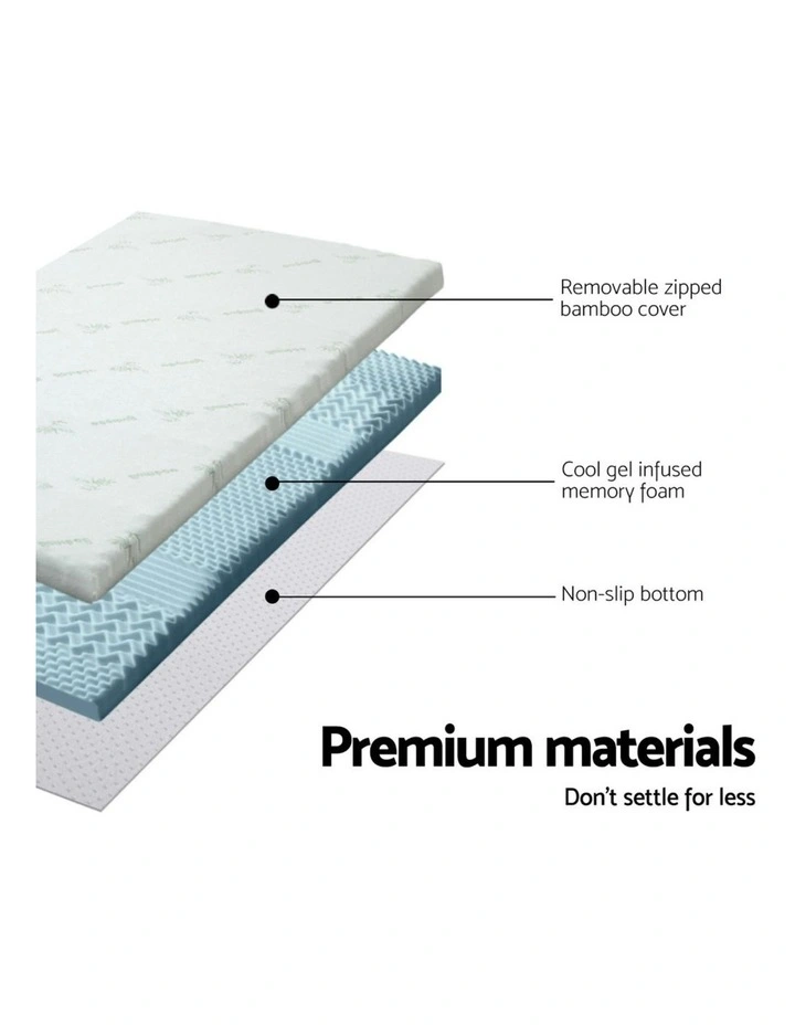 King Single Memory Foam Mattress Topper 7-Zone 8cm in Blue image 6