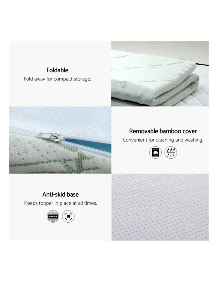 King Single Memory Foam Mattress Topper 7-Zone 8cm in Blue image 7