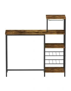 Industrial Bar Table With Wine Rack Cup Holder 122cm in Walnut