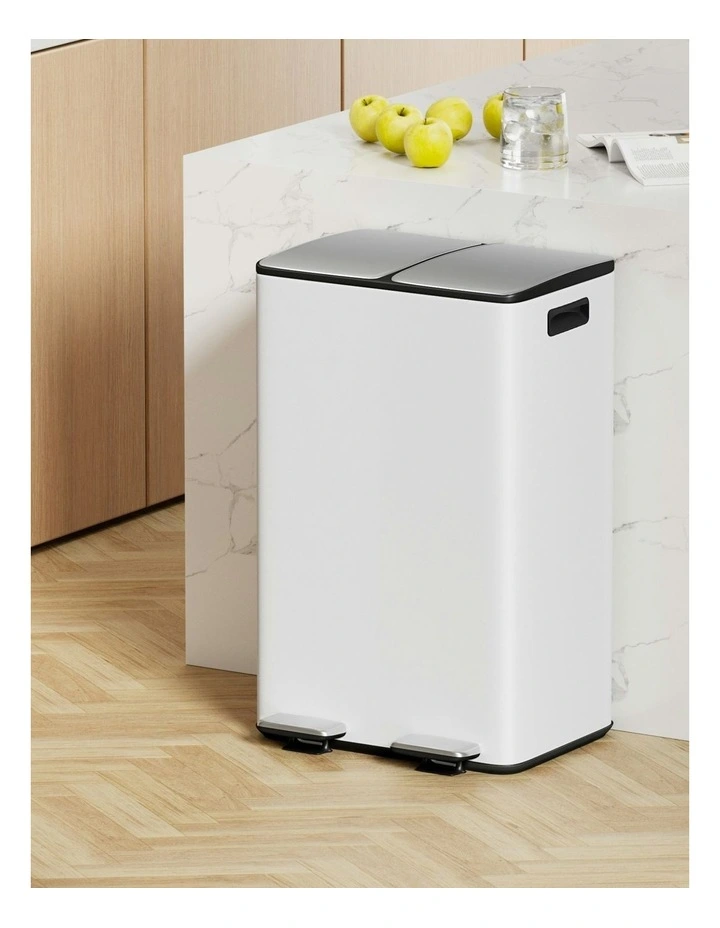 Pedal Bins Rubbish Bin Dual Compartment Waste Recycle Dustbins 60L image 3