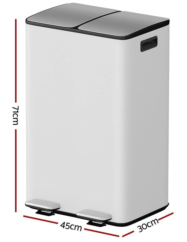 Pedal Bins Rubbish Bin Dual Compartment Waste Recycle Dustbins 60L image 4