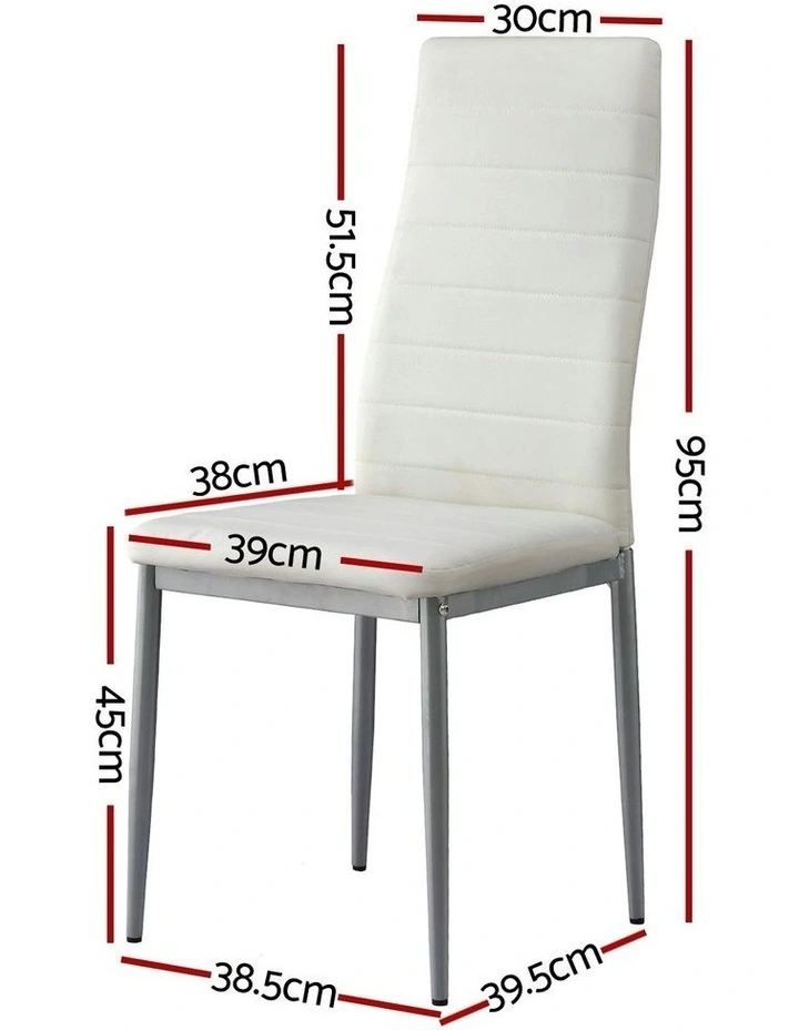 Leather Channel Tufted Dining Chairs Set of 4 in White image 4