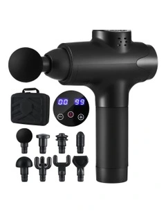 Massage Gun 30 Speed 8 Heads Vibration Muscle Massager in Black