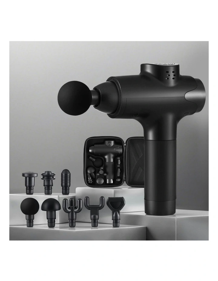 Massage Gun 30 Speed 8 Heads Vibration Muscle Massager in Black image 3