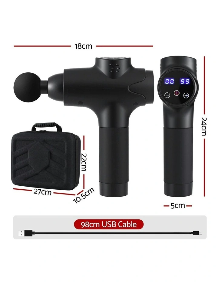 Massage Gun 30 Speed 8 Heads Vibration Muscle Massager in Black image 4