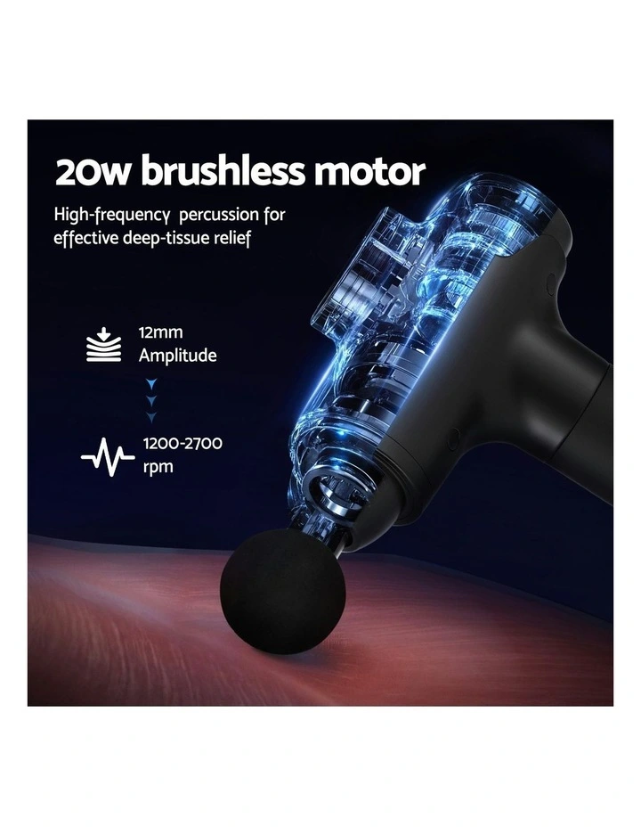 Massage Gun 30 Speed 8 Heads Vibration Muscle Massager in Black image 5