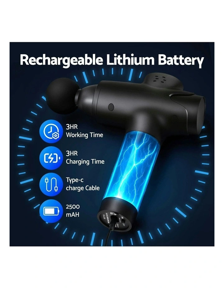 Massage Gun 30 Speed 8 Heads Vibration Muscle Massager in Black image 6