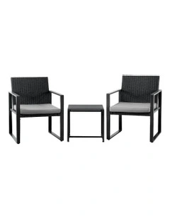 Outdoor Bistro Set 3 Piece in Black