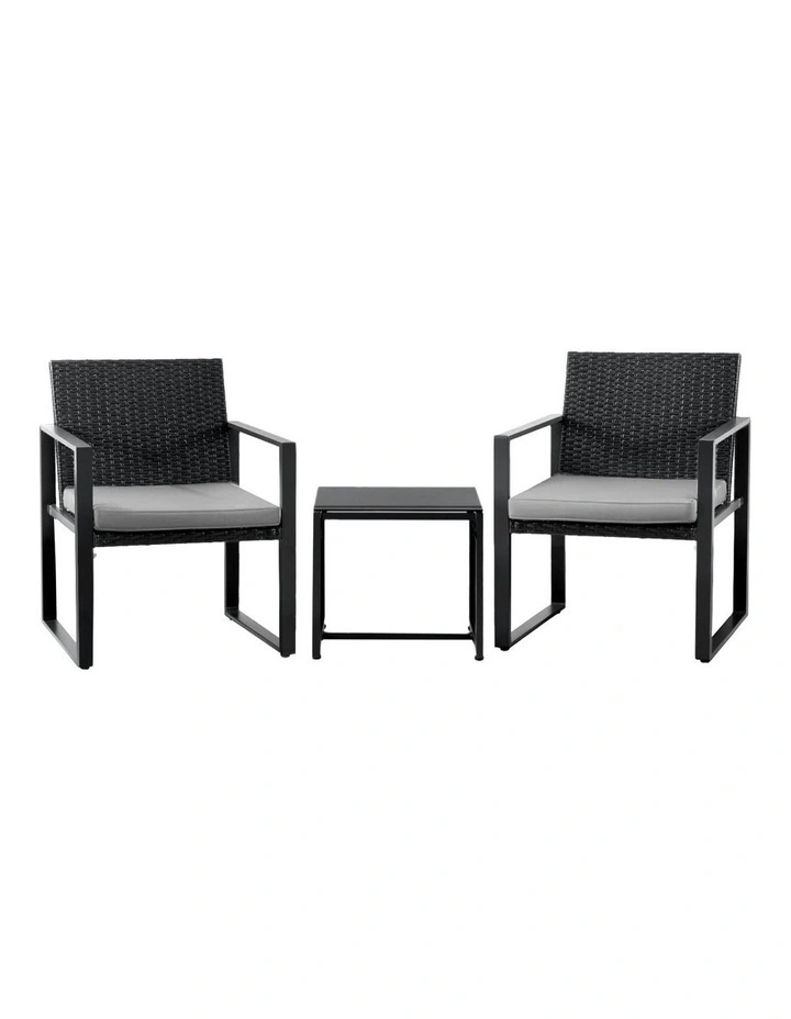 Outdoor Bistro Set 3 Piece in Black image 1