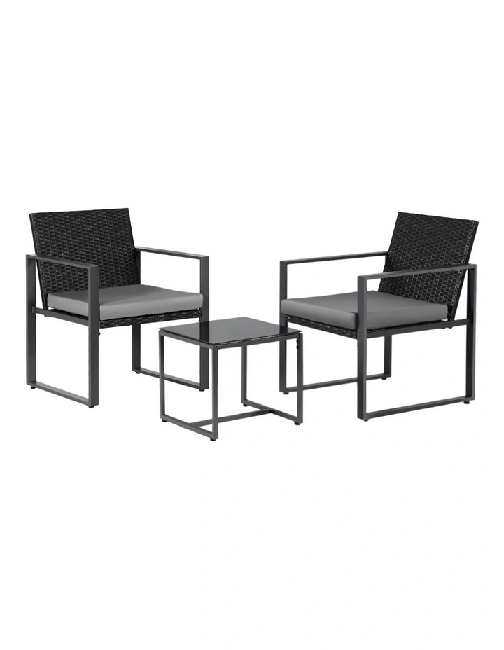 Outdoor Bistro Set 3 Piece in Black image 2