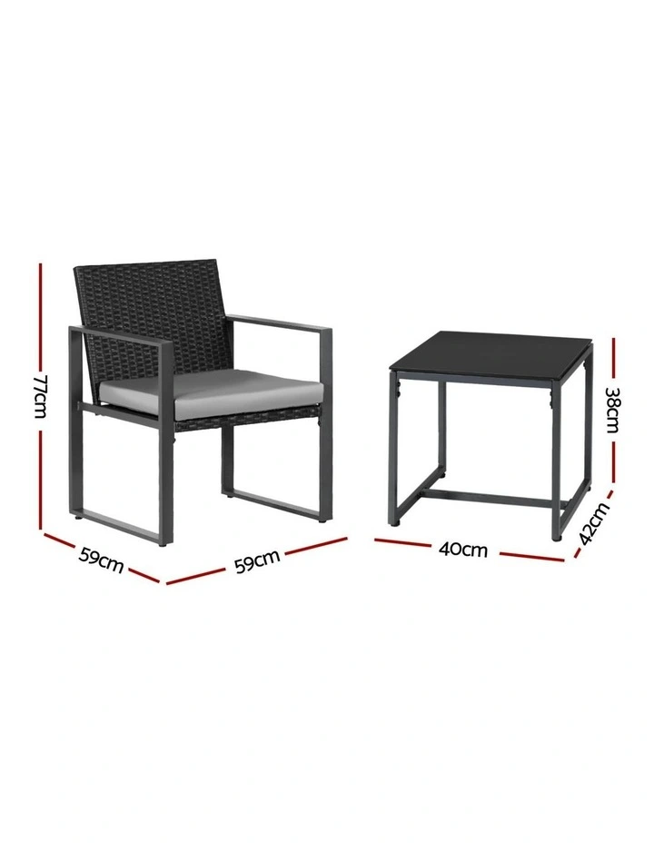 Outdoor Bistro Set 3 Piece in Black image 4