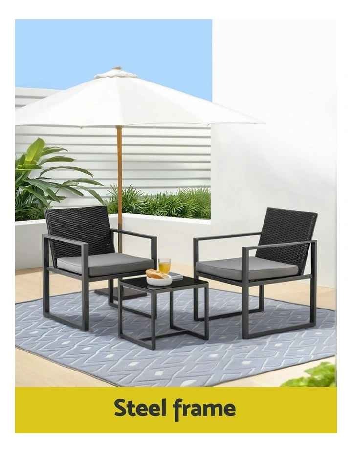 Outdoor Bistro Set 3 Piece in Black image 5