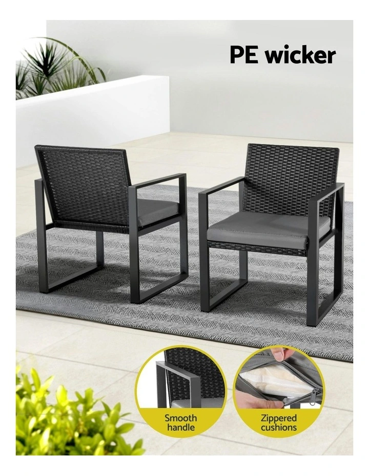 Outdoor Bistro Set 3 Piece in Black image 6