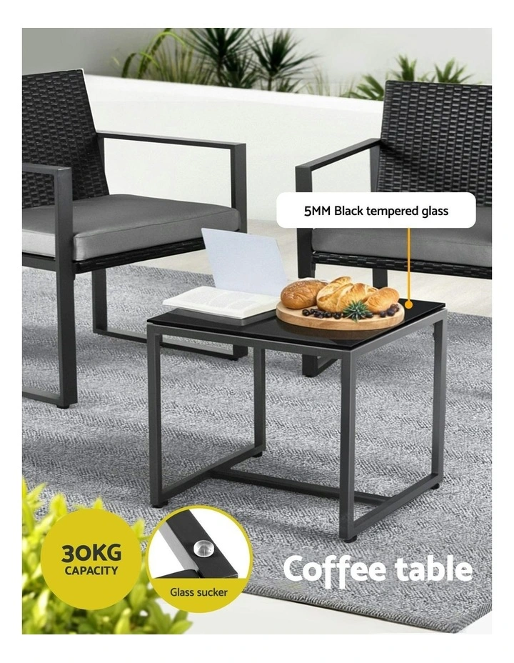 Outdoor Bistro Set 3 Piece in Black image 7