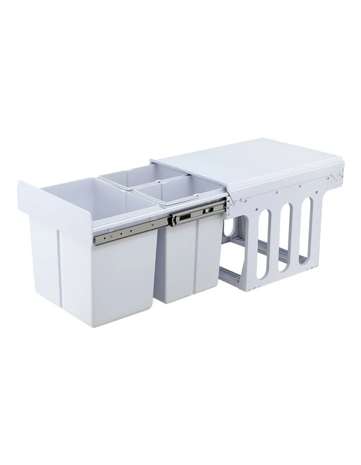 Cefito Pull Out Bin Kitchen Triple Slide Garbage Rubbish Bins Basket White 31L image 1
