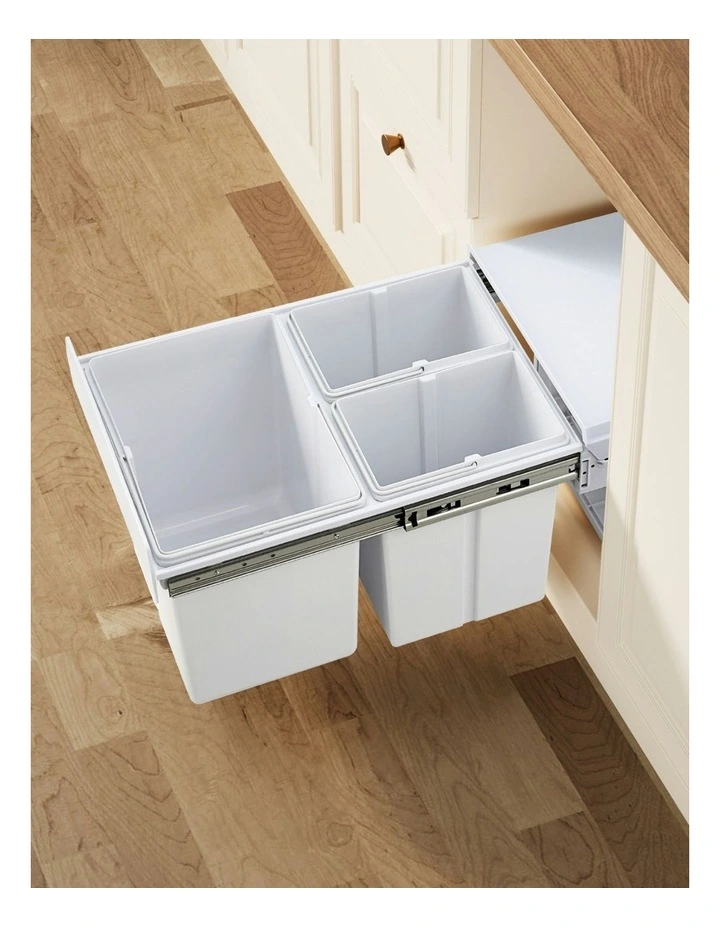 Cefito Pull Out Bin Kitchen Triple Slide Garbage Rubbish Bins Basket White 31L image 5