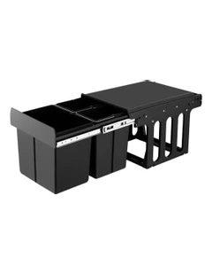 Pull Out Bin Kitchen Triple Slide Garbage Rubbish Bins Basket 31L in Black