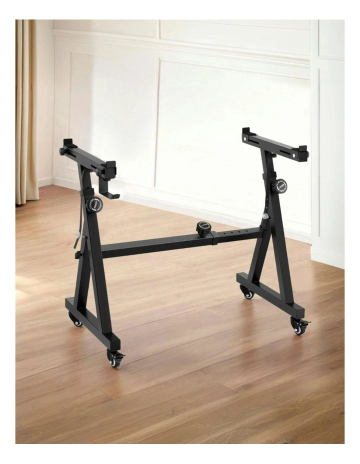 Heavy Duty Adjustable Piano Stand with Lockable Wheels Z-Stand in Black image 3