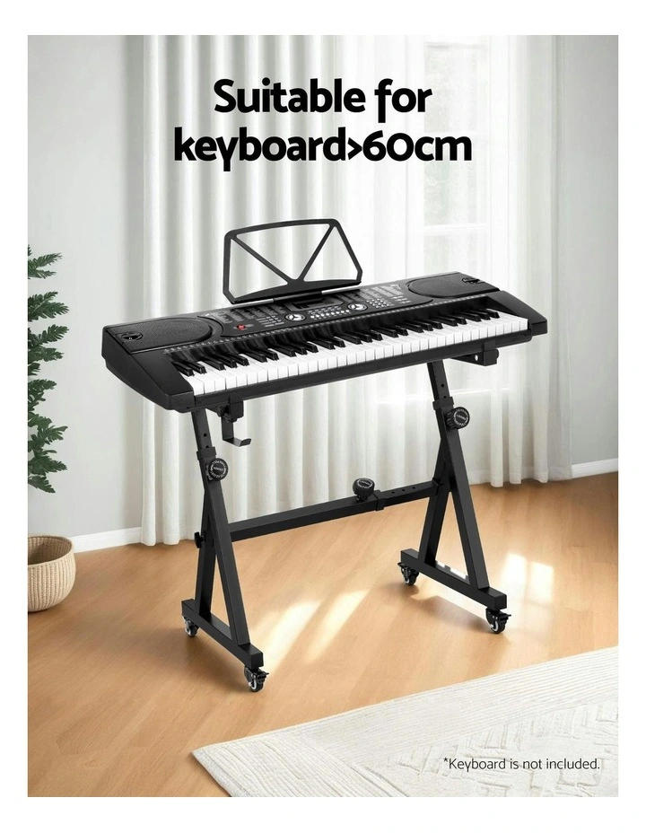 Heavy Duty Adjustable Piano Stand with Lockable Wheels Z-Stand in Black image 5