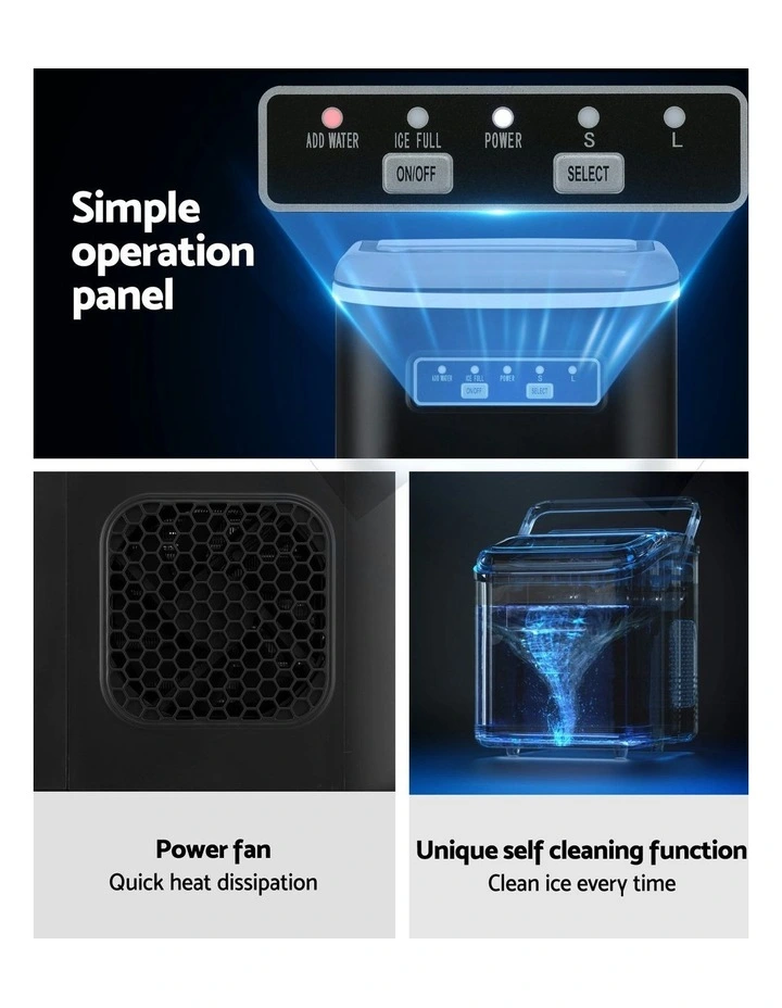 Portable Ice Maker Machine with Self Cleaning 12kg 1.3L in Black image 7