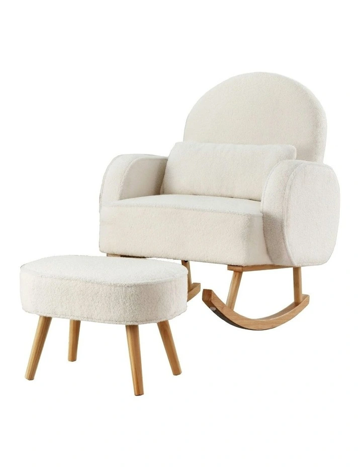 Rocking Ottoman Lounge Footrest Armchair in White image 1