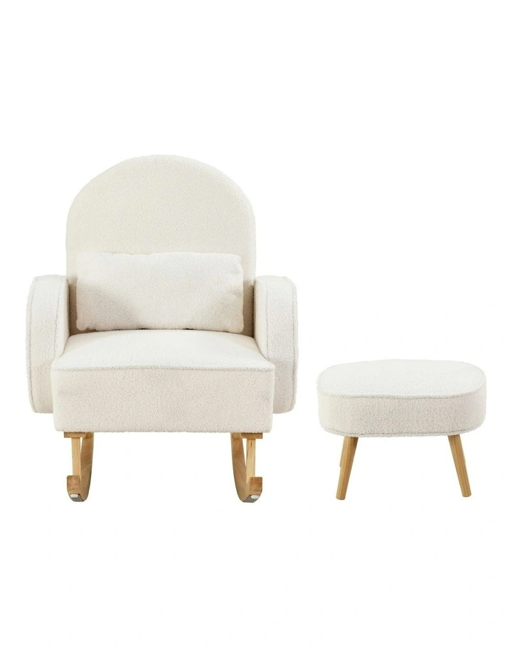 Rocking Ottoman Lounge Footrest Armchair in White image 2