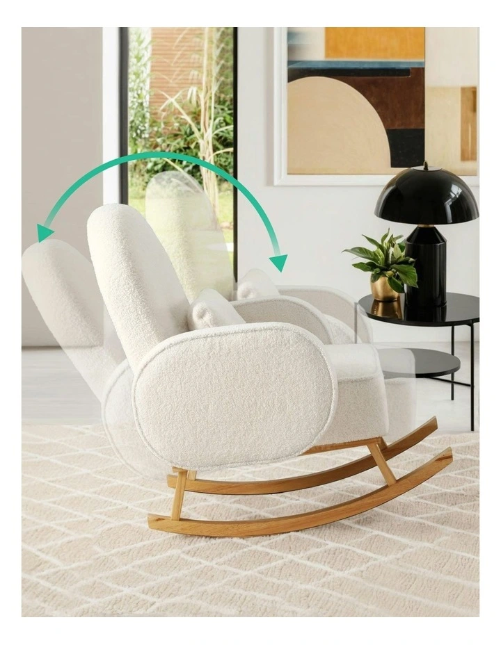 Rocking Ottoman Lounge Footrest Armchair in White image 5