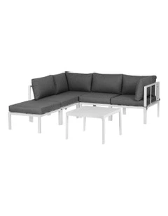 Aluminium Table and Chairs Lounge Outdoor Sofa Set 6Pieces in Grey