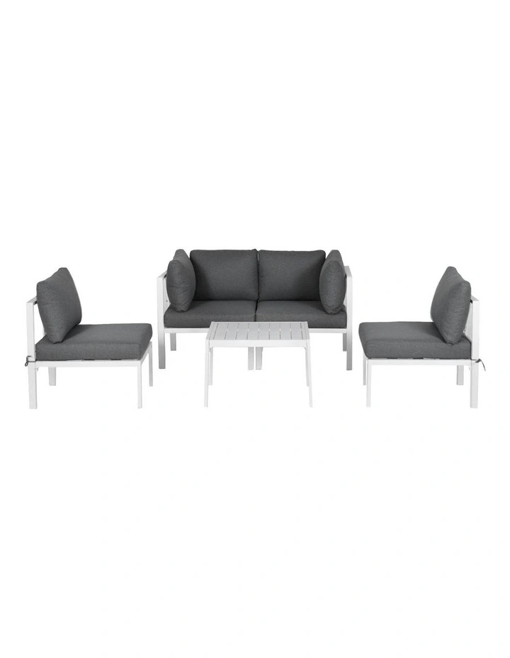 Aluminium Table and Chairs Lounge Outdoor Sofa Set 6Pieces in Grey image 2