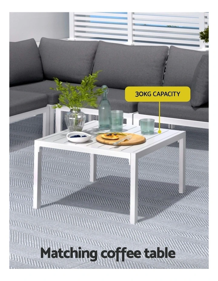 Aluminium Table and Chairs Lounge Outdoor Sofa Set 6Pieces in Grey image 7