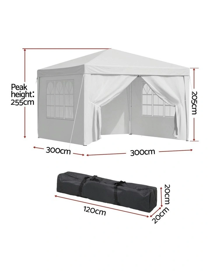 Gazebo 3x3 Pop Up Marquee Folding Tent in White image 4