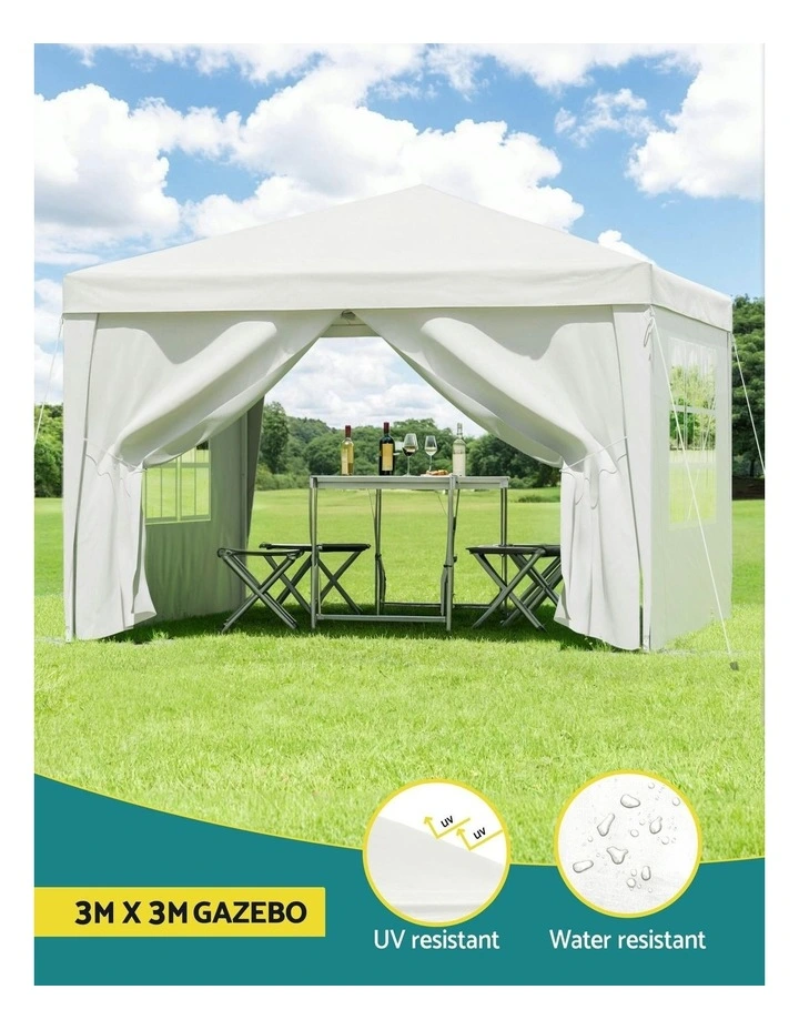 Gazebo 3x3 Pop Up Marquee Folding Tent in White image 5