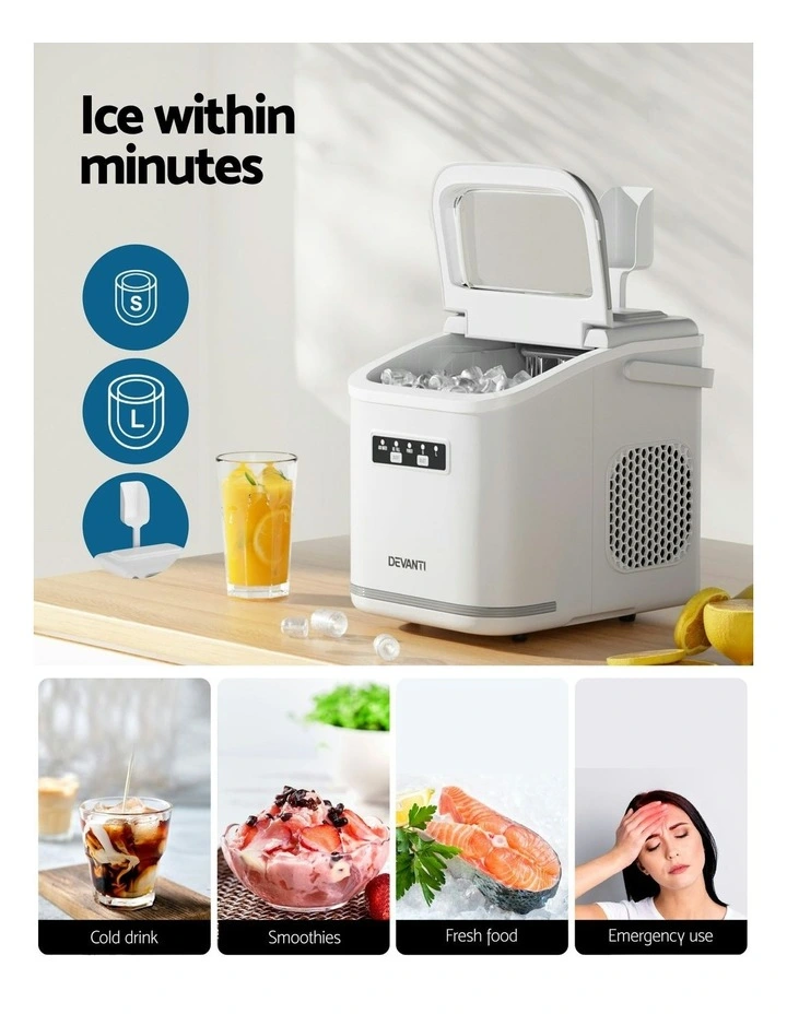 Portable Ice Maker Machine with elf Cleaning 12kg 1.3L in White image 4