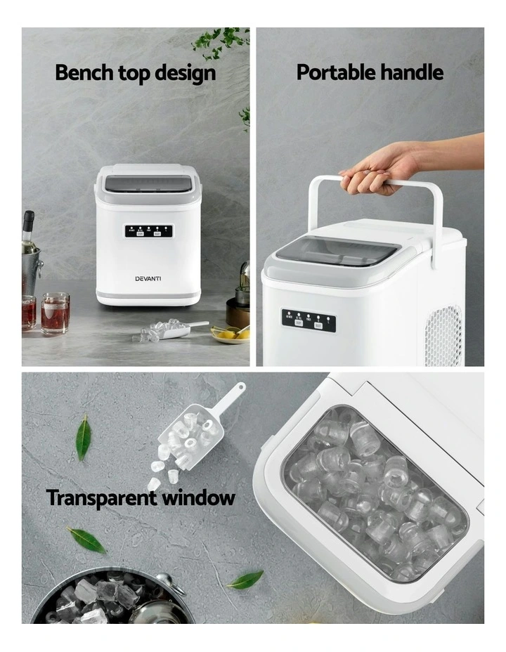 Portable Ice Maker Machine with elf Cleaning 12kg 1.3L in White image 5