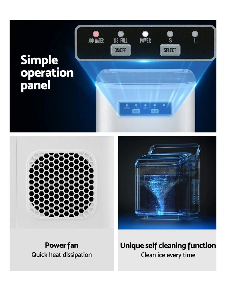 Portable Ice Maker Machine with elf Cleaning 12kg 1.3L in White image 6