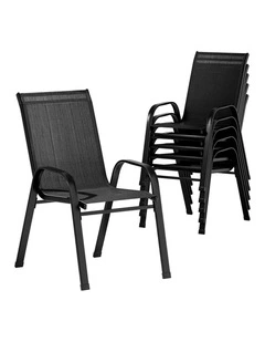 Outdoor Stackable Lounge Dining Chairs 6Piece in Black