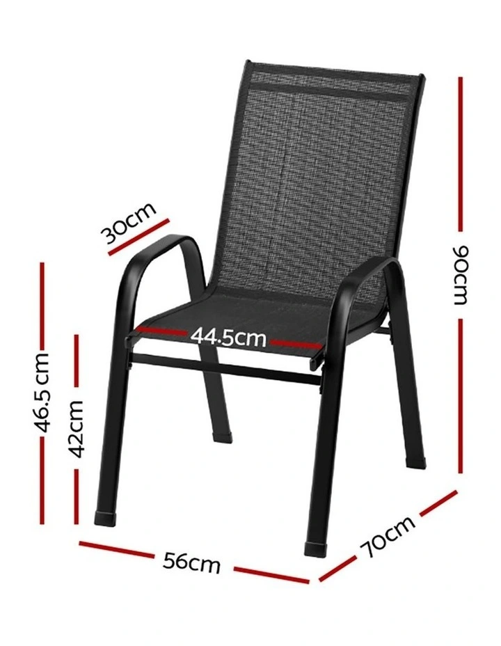 Outdoor Stackable Lounge Dining Chairs 6Piece in Black image 4