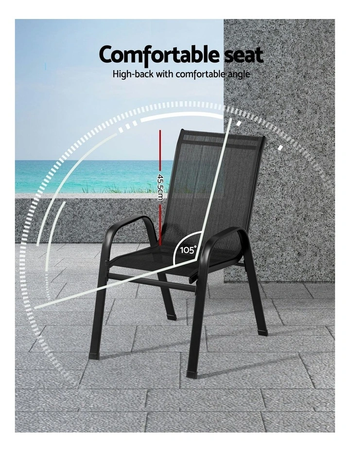 Outdoor Stackable Lounge Dining Chairs 6Piece in Black image 5