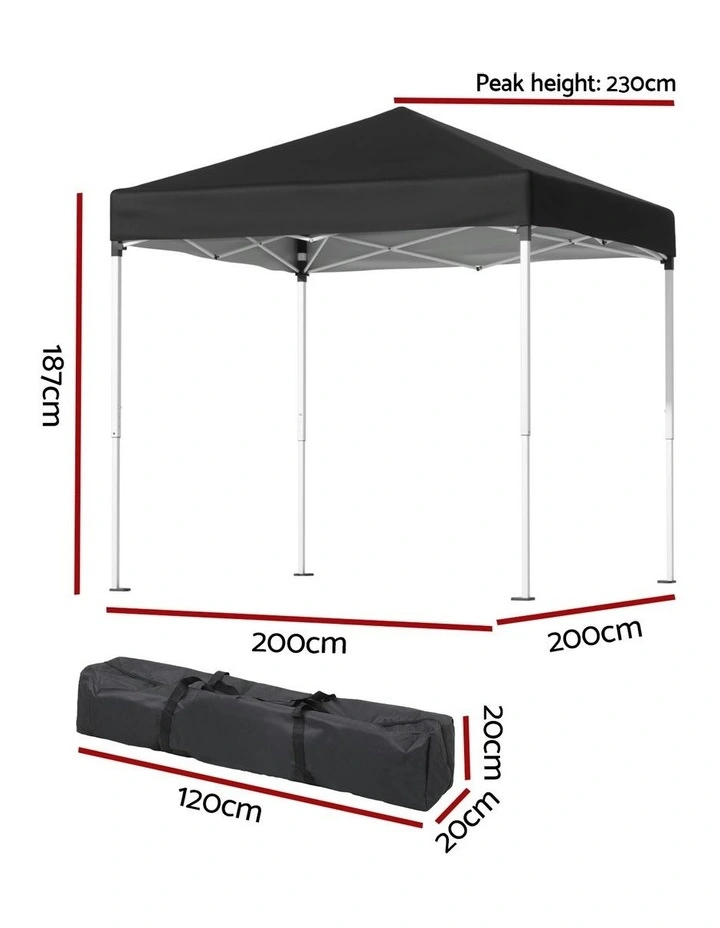 Gazebo Outdoor Patio Garden Marquee Shade 2x2m in Black image 4