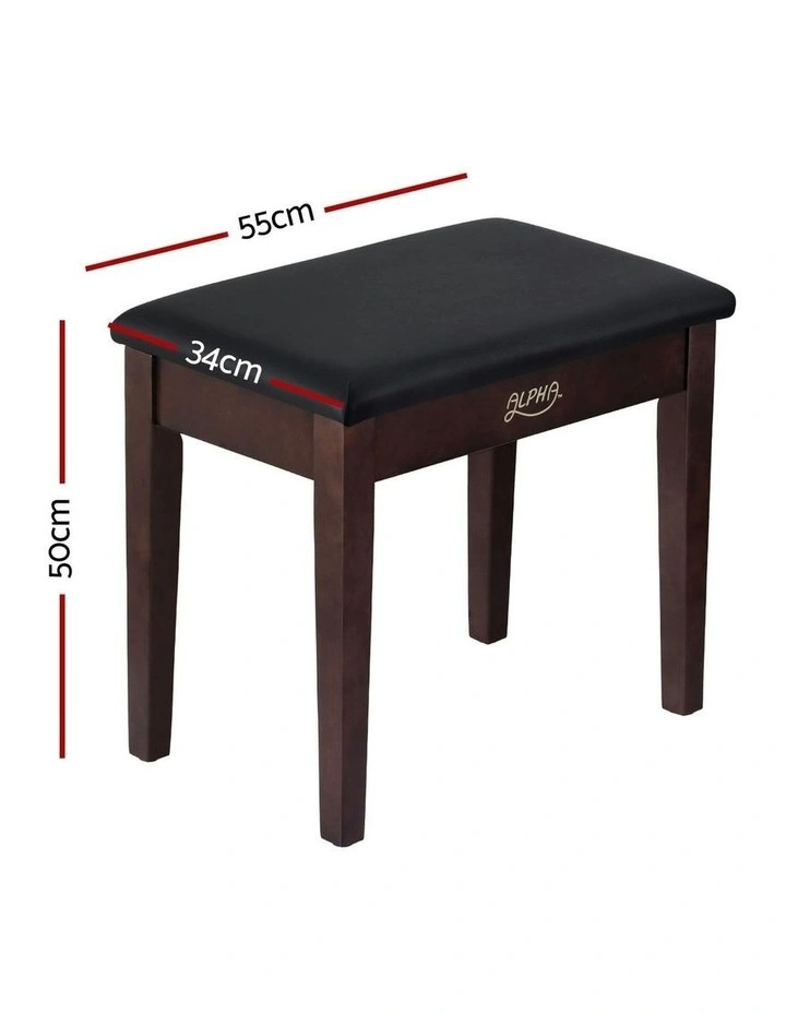 Piano Bench Stool with Storage Wooden PU Leather image 4