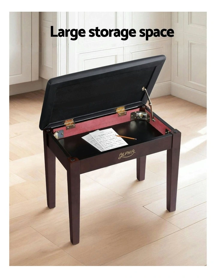 Piano Bench Stool with Storage Wooden PU Leather image 6