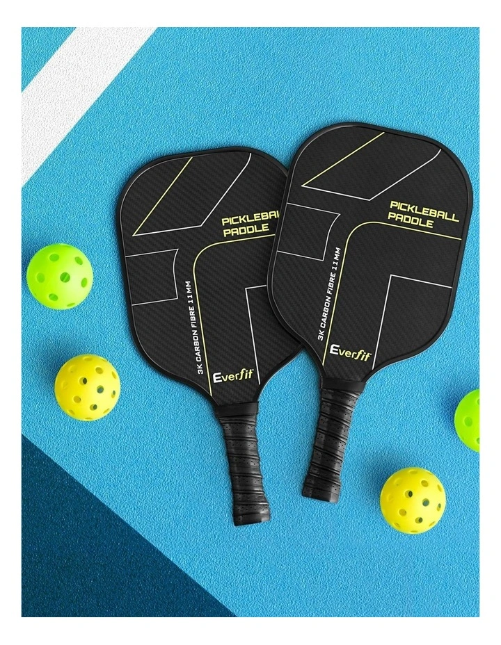 Pickleball Paddles Set Pickle Balls Rackets with Cover Bag Training 2 Pieces in Black image 3