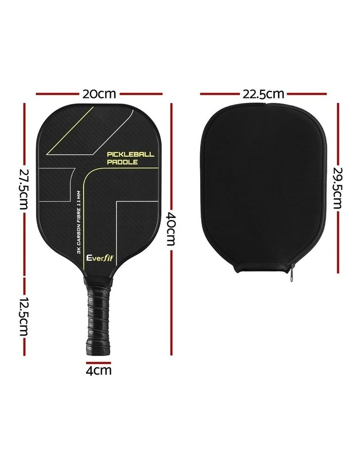 Pickleball Paddles Set Pickle Balls Rackets with Cover Bag Training 2 Pieces in Black image 4